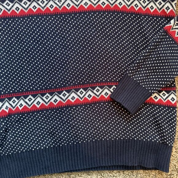 Aspen Sweater Mens Medium Navy Blue Red Fair Isle Nordic Polar Bears Ski EUC - Picture 3 of 9
